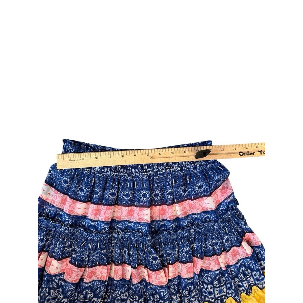 Misa Los Angeles Marion‎ Tiered Mini Skirt Mixed Tile Print Sz XS - Picture 3 of 7